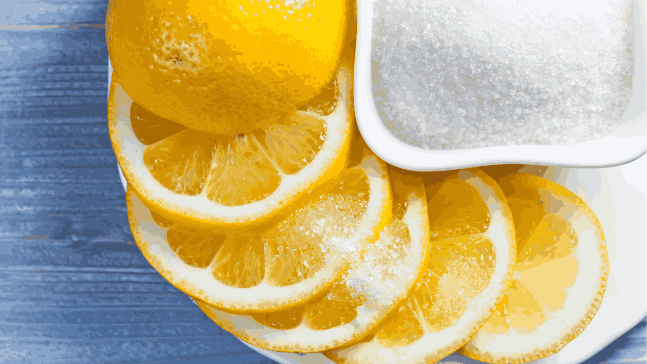 Lemon + sugar lip scrub for lip pigmentation