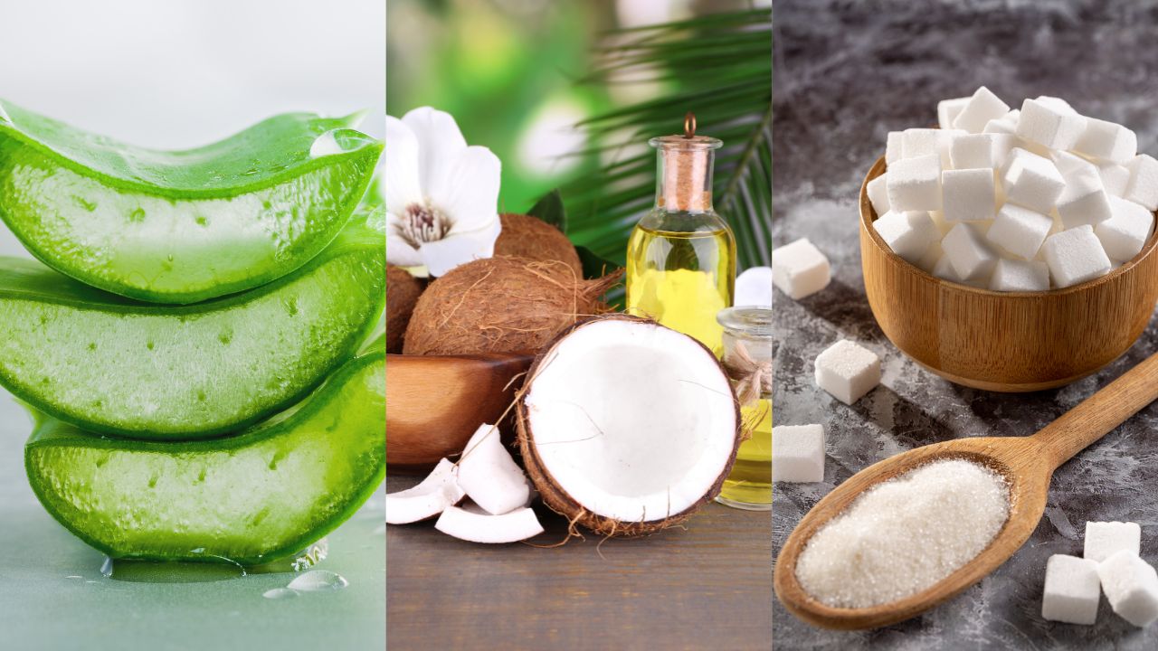 5. Aloe vera, coconut oil and sugar