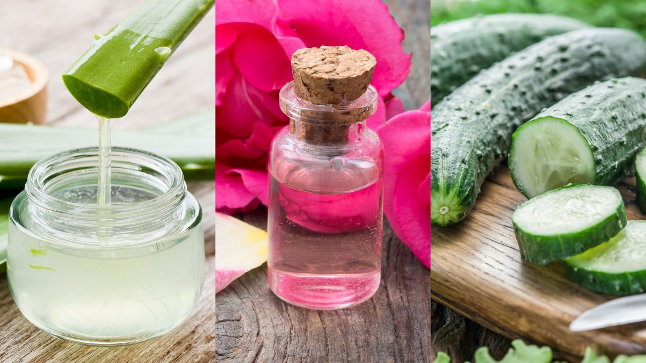 7. Aloe vera, rose water and cucumber