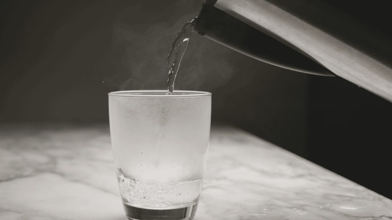 A glass of hot water