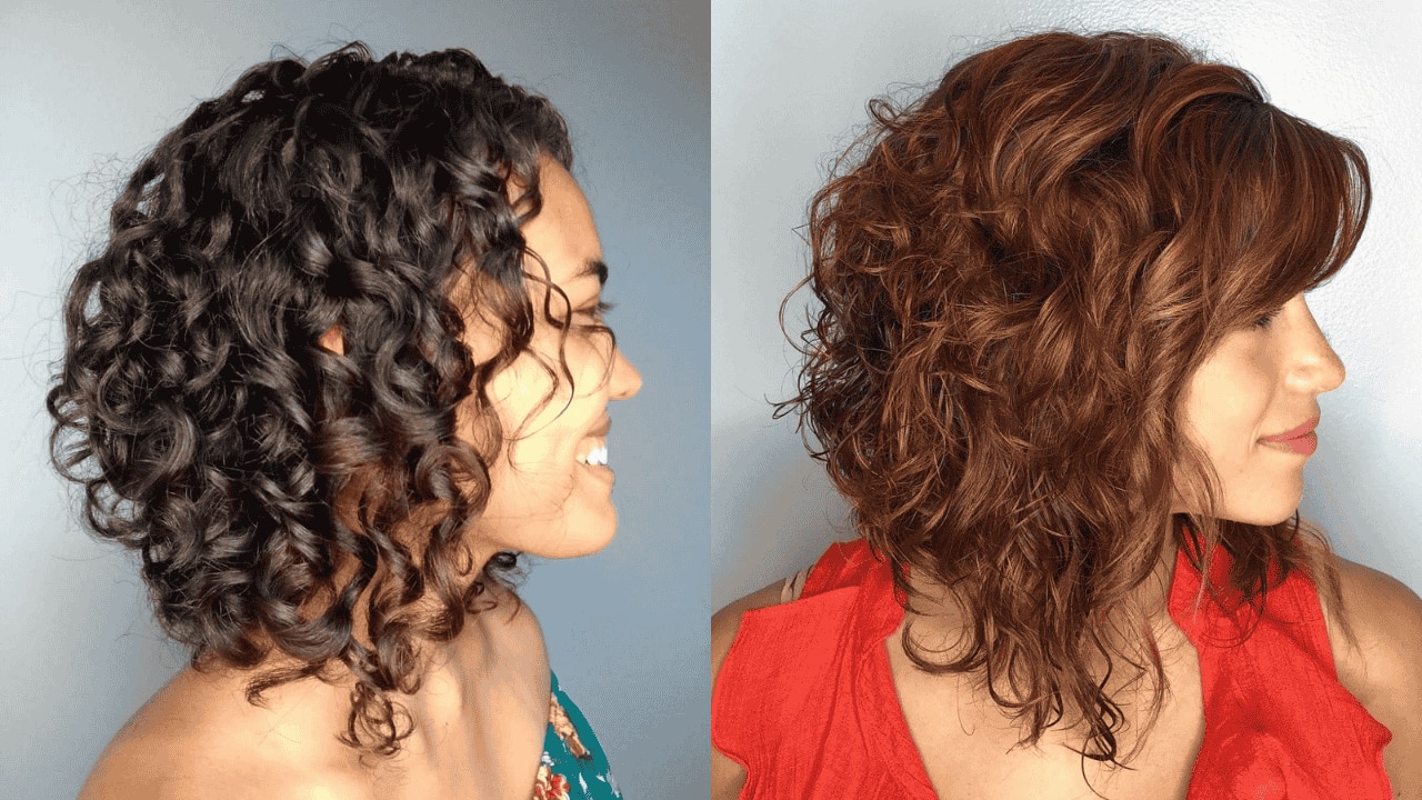 Short wavy lob for curly hair