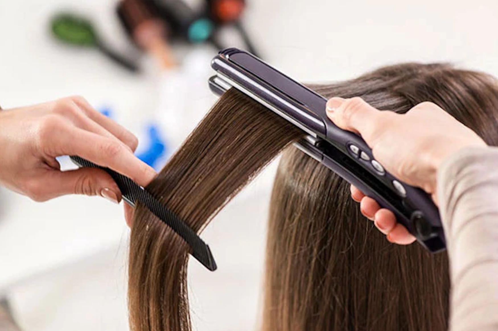 how to use a hair straightener long brown hair