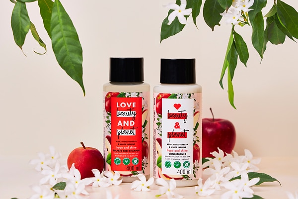 Love Beauty & Planet Apple Cider Vinegar & Jasmine Sulfate Free Shine Shampoo + Conditioner