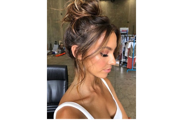 5. Accessorised messy bun