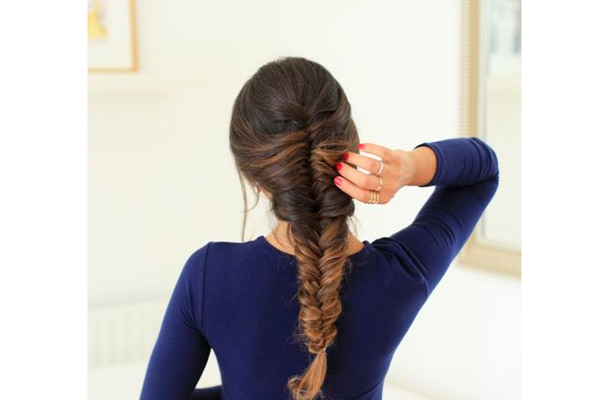 Inverted fishtail braid