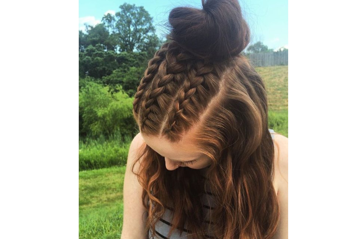 French braid with top knot