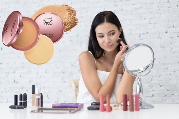 monsoon makeup tips brunette woman blush mirror