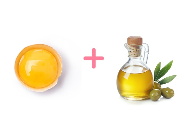 Egg yolk and olive oil hair pack