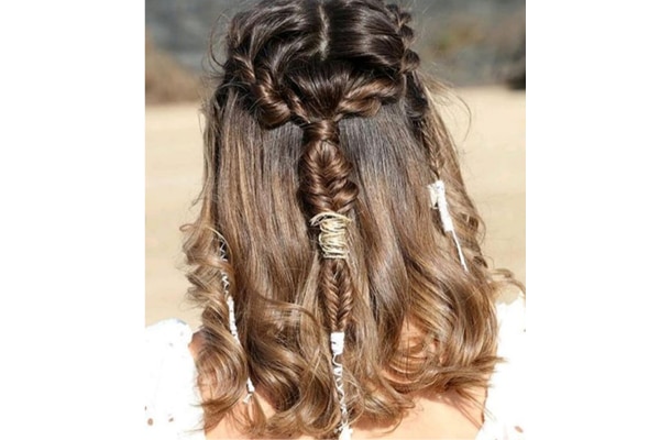 10. Short hair braid with strings