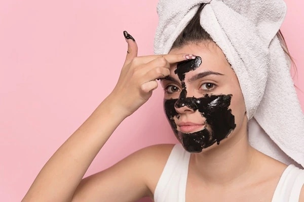 charcoal mask woman after shower charcoal mask woman after shower