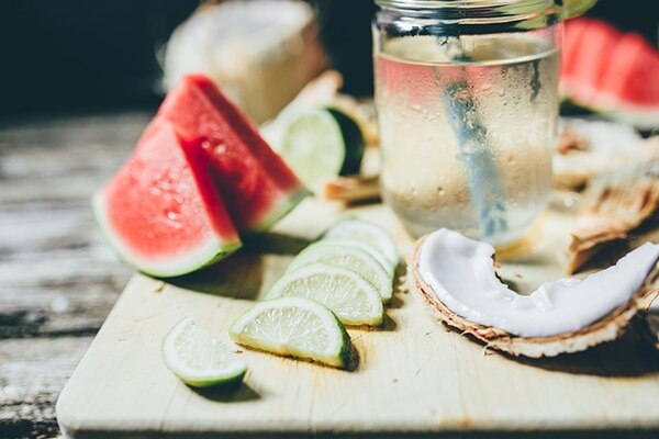 Coconut water and fruits