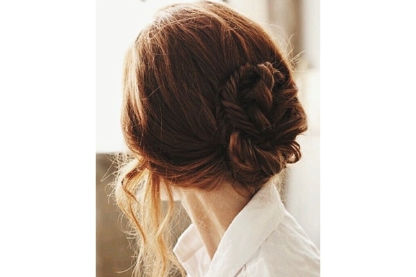 Dutch Braid with Low Messy Bun