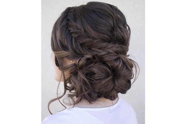 Dutch Braid with Low Messy Bun